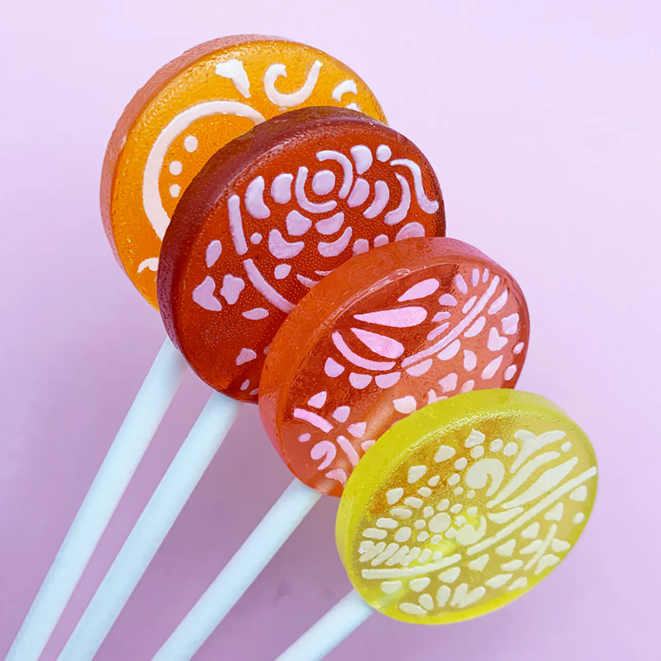 Signature Fruit Cream Flower Lollipop Mix with Candied Vanilla Frosting and Lollipop Holder - 20 Pack by Popette of Pendulum - Alternate image 1