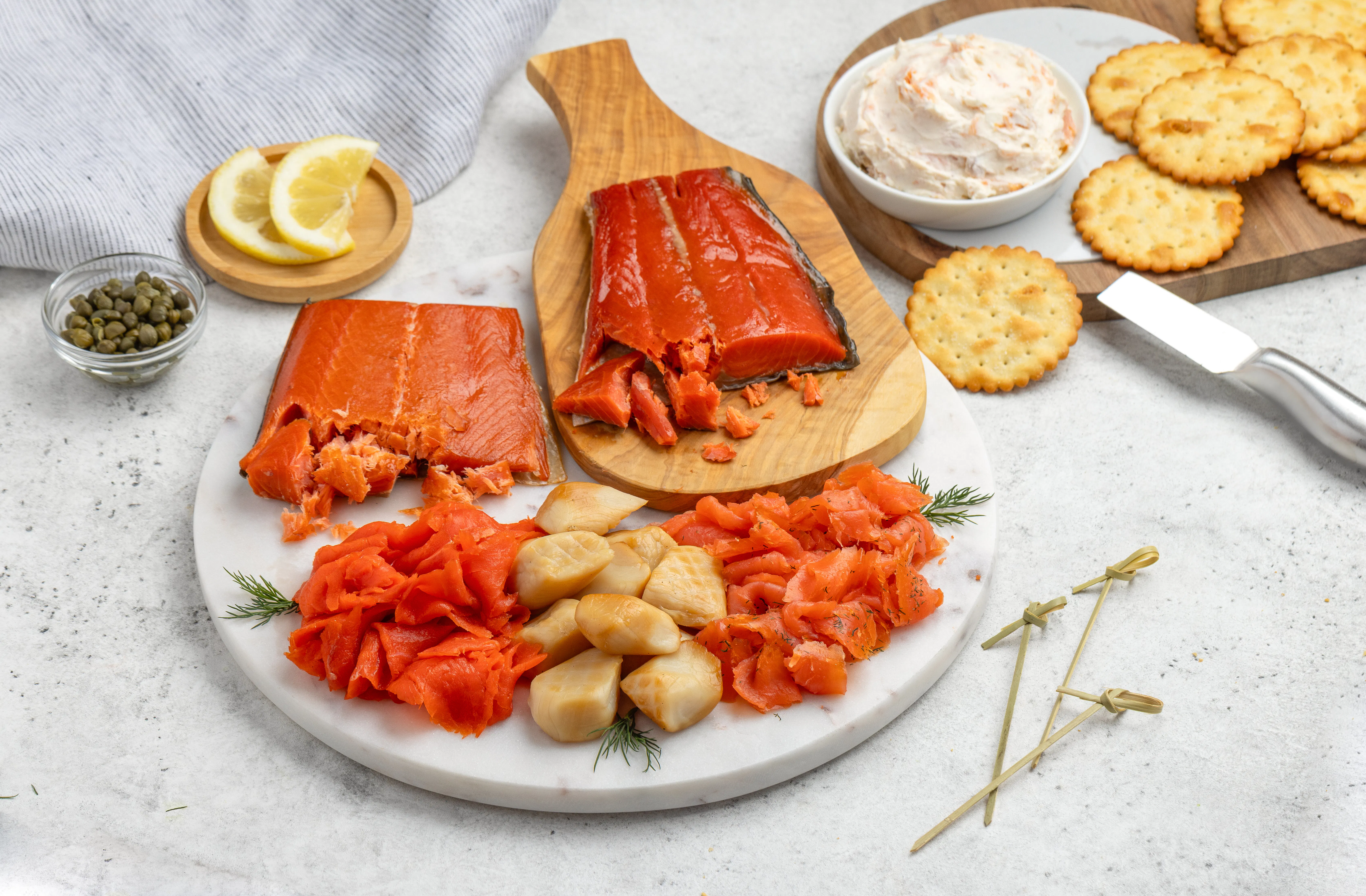 Salmon + Scallops Appetizer Sampler by SeaBear Smokehouse