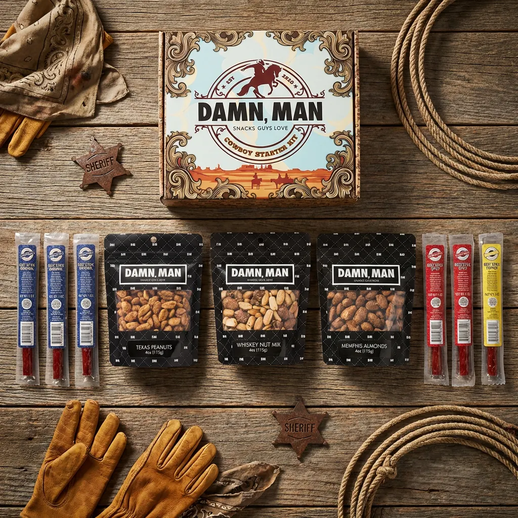 Damn Man "Cowboy Starter Kit" Nuts & Beef Box by Sugar Plum