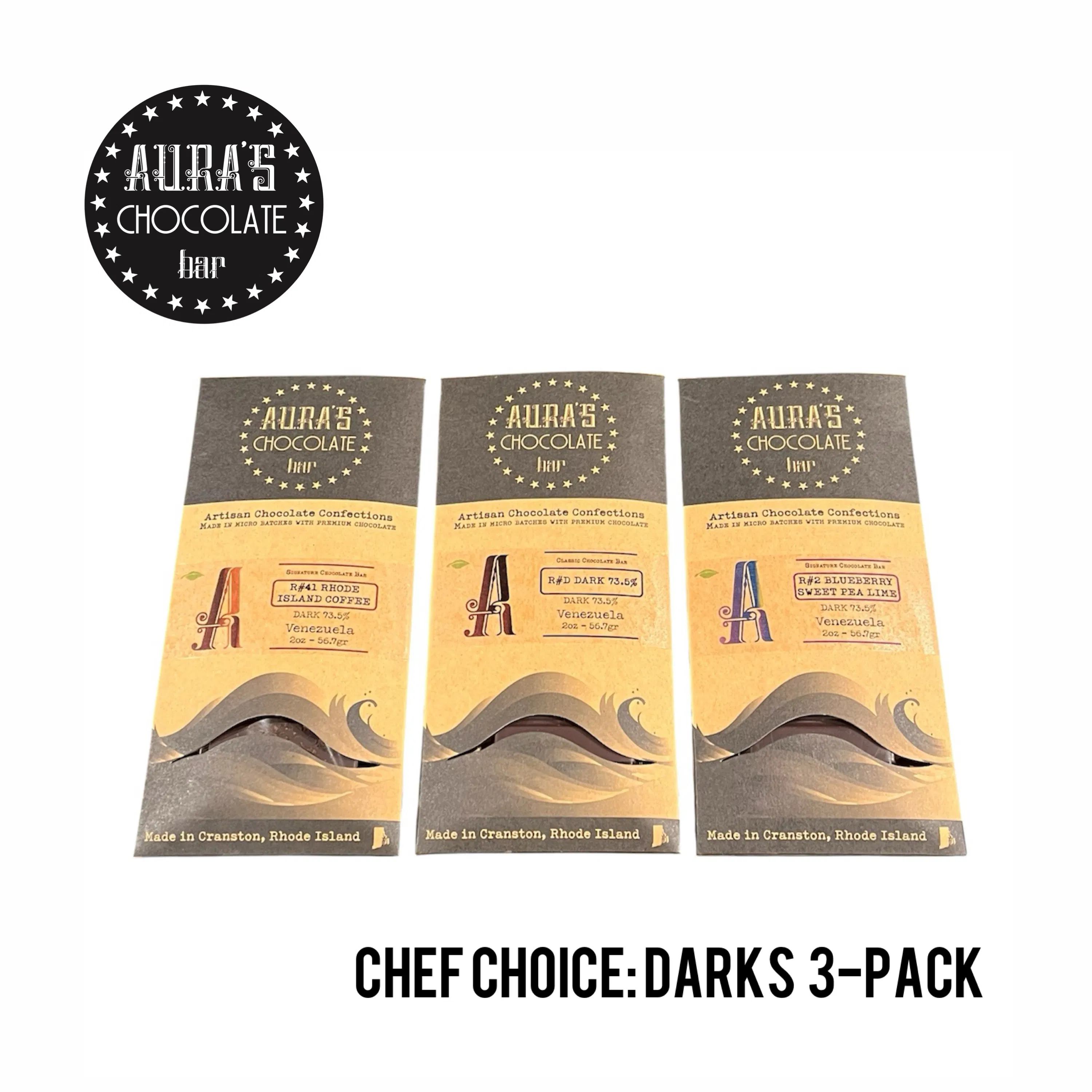 Dark Chocolate Favorites - 3 Pack by Aura’s Chocolate Bar