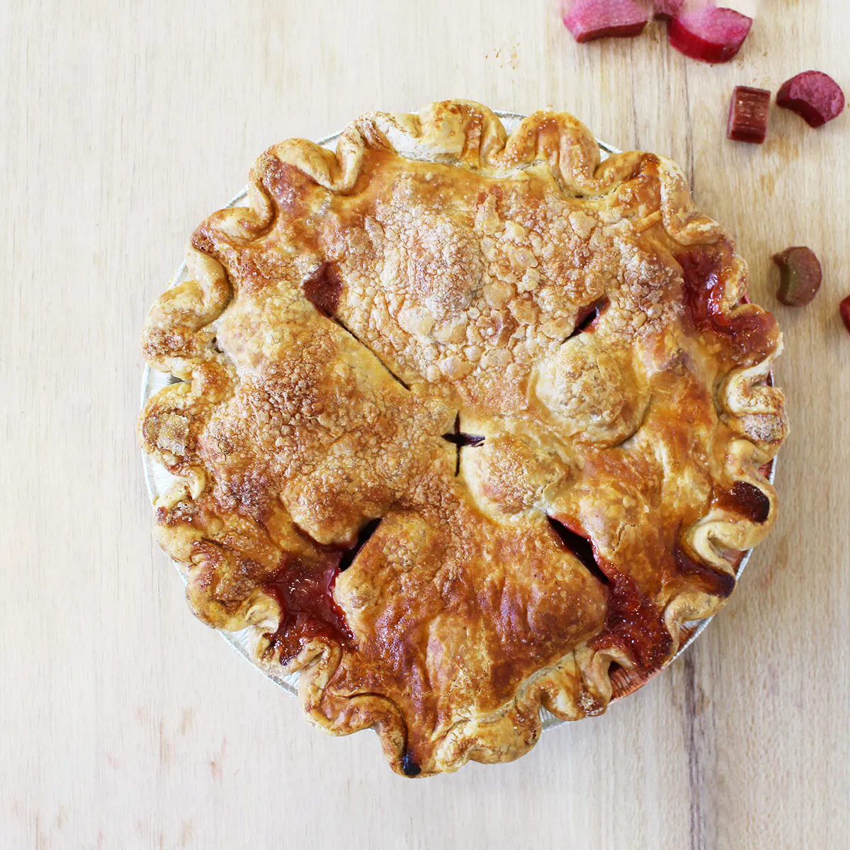 Strawberry Rhubarb Pie by Two Fat Cats Bakery