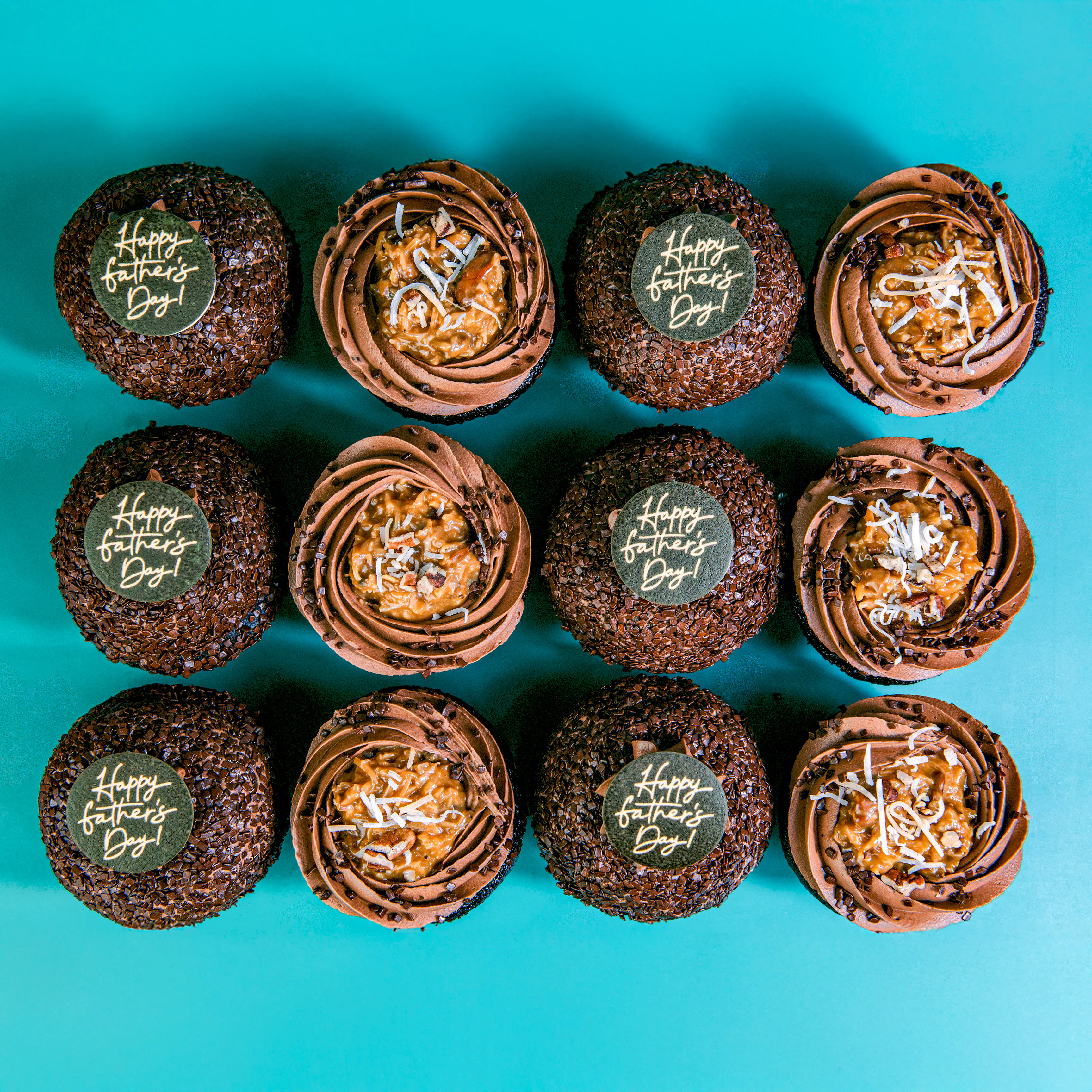 "Happy Father's Day" German Chocolate Dream Cupcakes - 12 Pack by Trophy Cupcakes - Alternate image 2