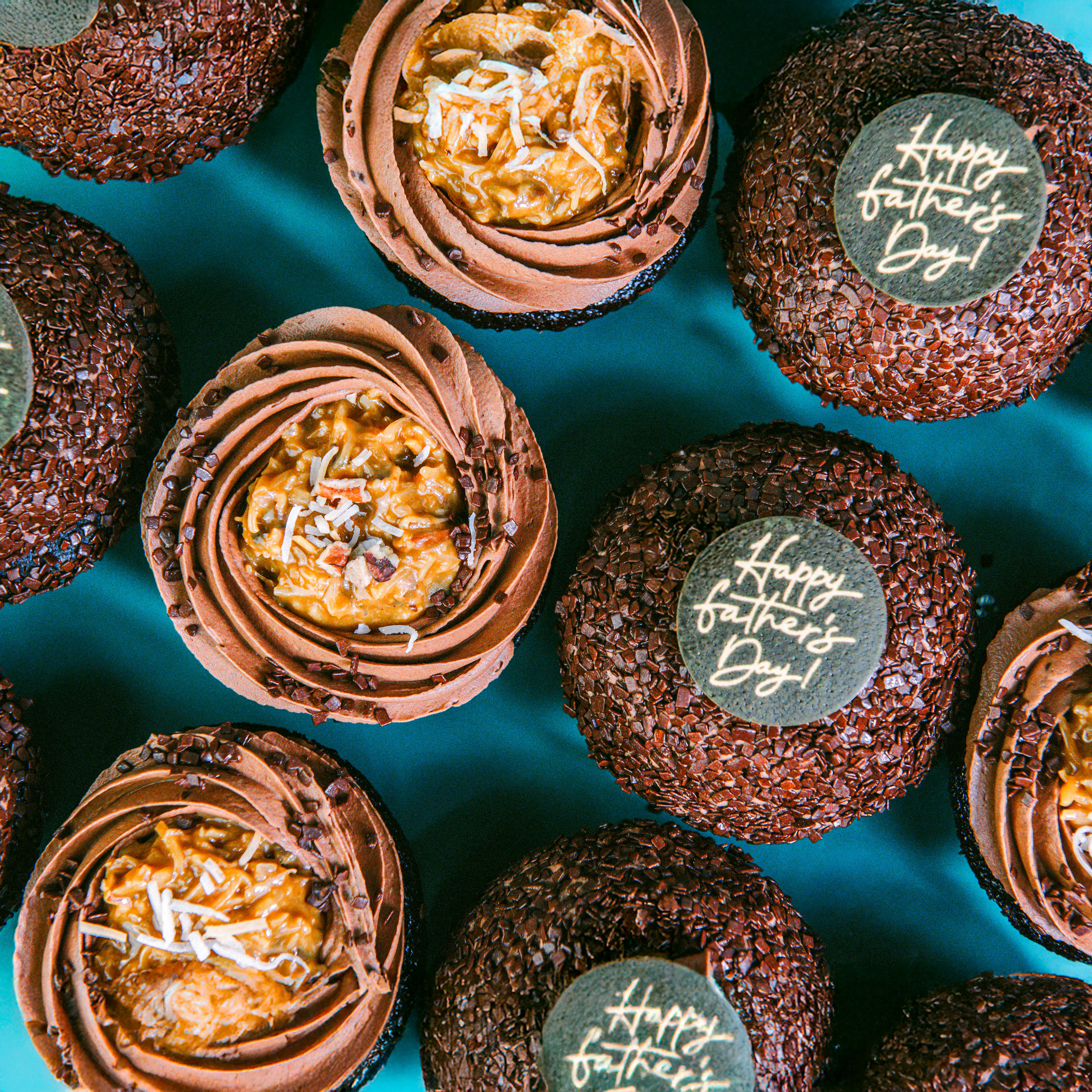 "Happy Father's Day" German Chocolate Dream Cupcakes - 12 Pack by Trophy Cupcakes