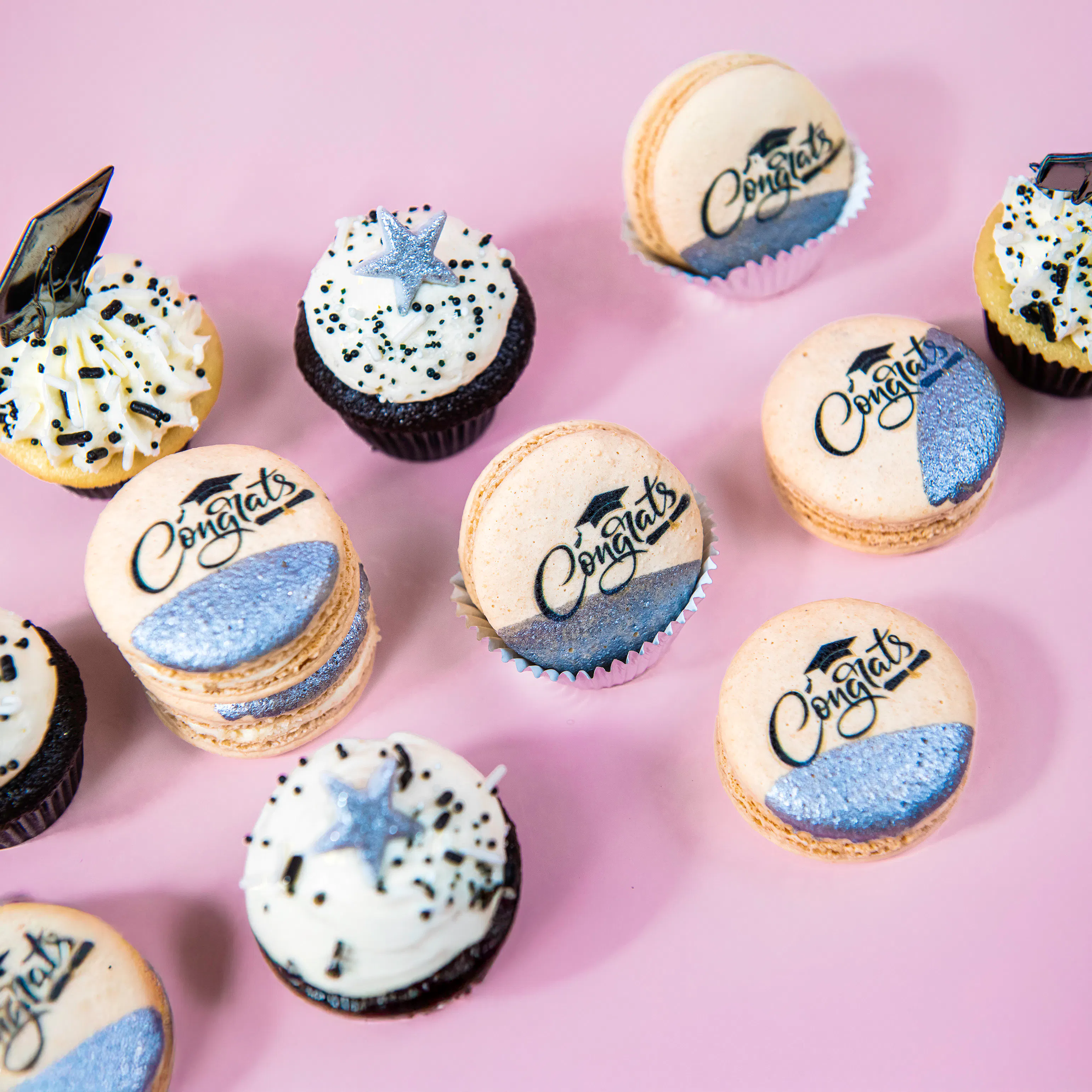 Graduation Mini Cupcakes + Macarons by Trophy Cupcakes - Alternate image 1
