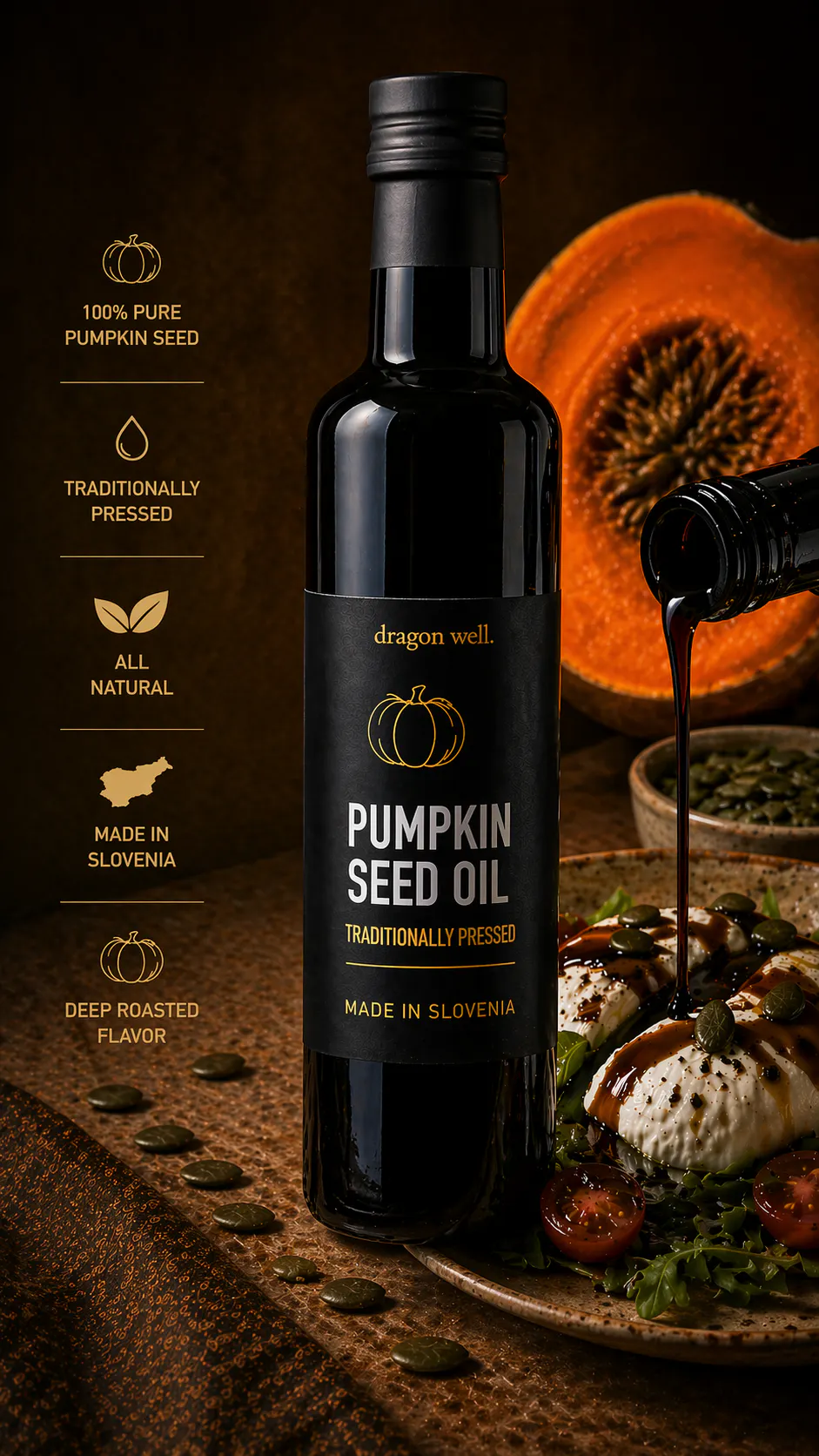Premium Slovenian Pumpkin Seed Oil by Dragon Well - Alternate image 2