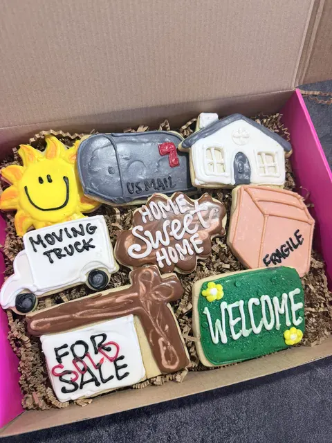 "New House" Decorated Sugar Cookie Gift Box by Crows Custom Cookie Co.