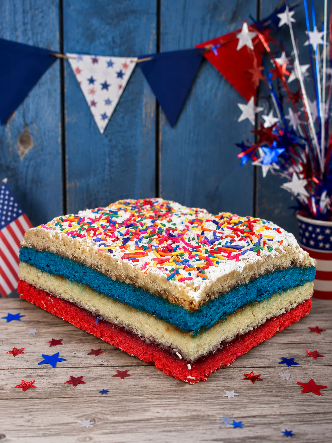 Red, White & Blue Rainbow Cookie Crumb Cake by Comfortland