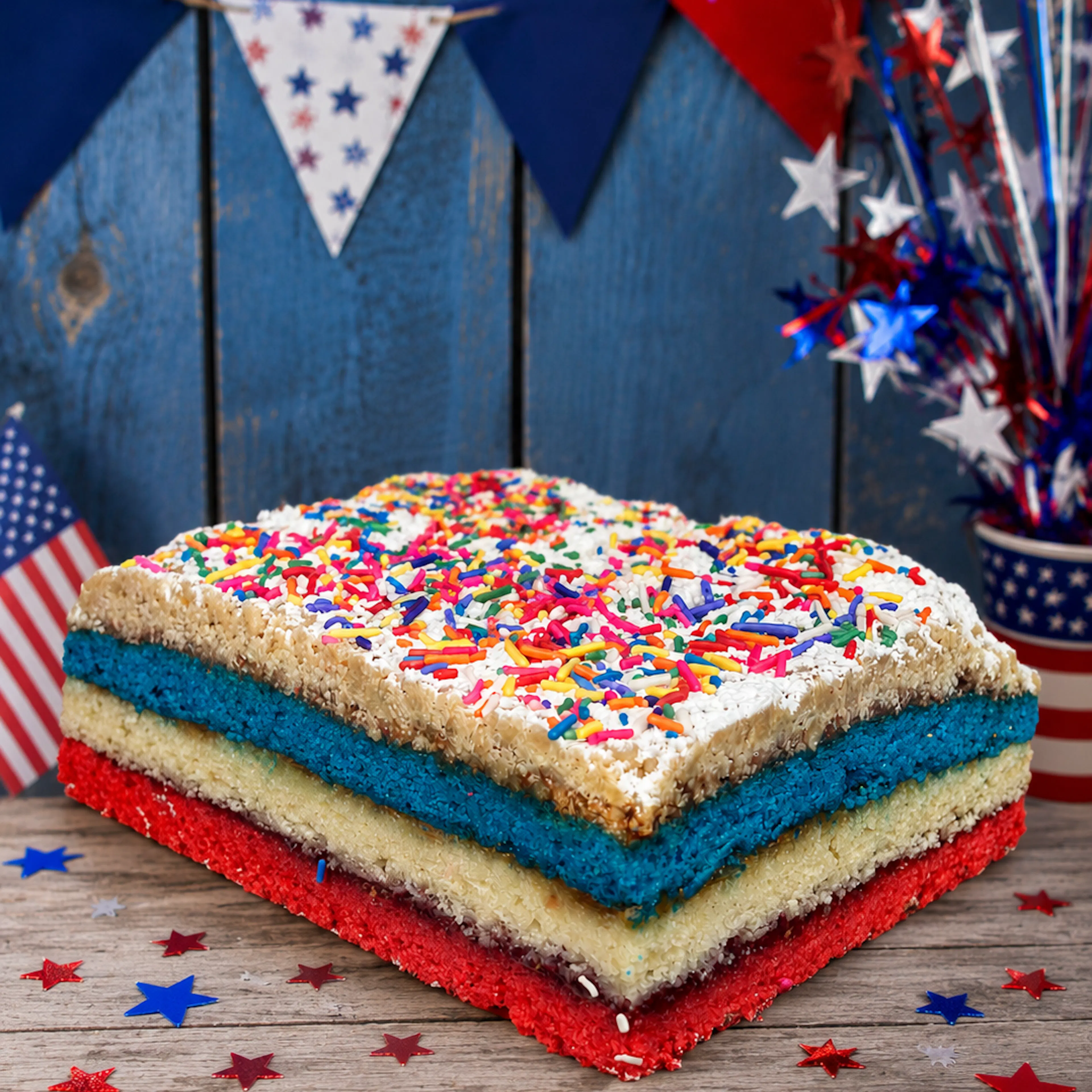 Red, White & Blue Rainbow Cookie Crumb Cake by Comfortland