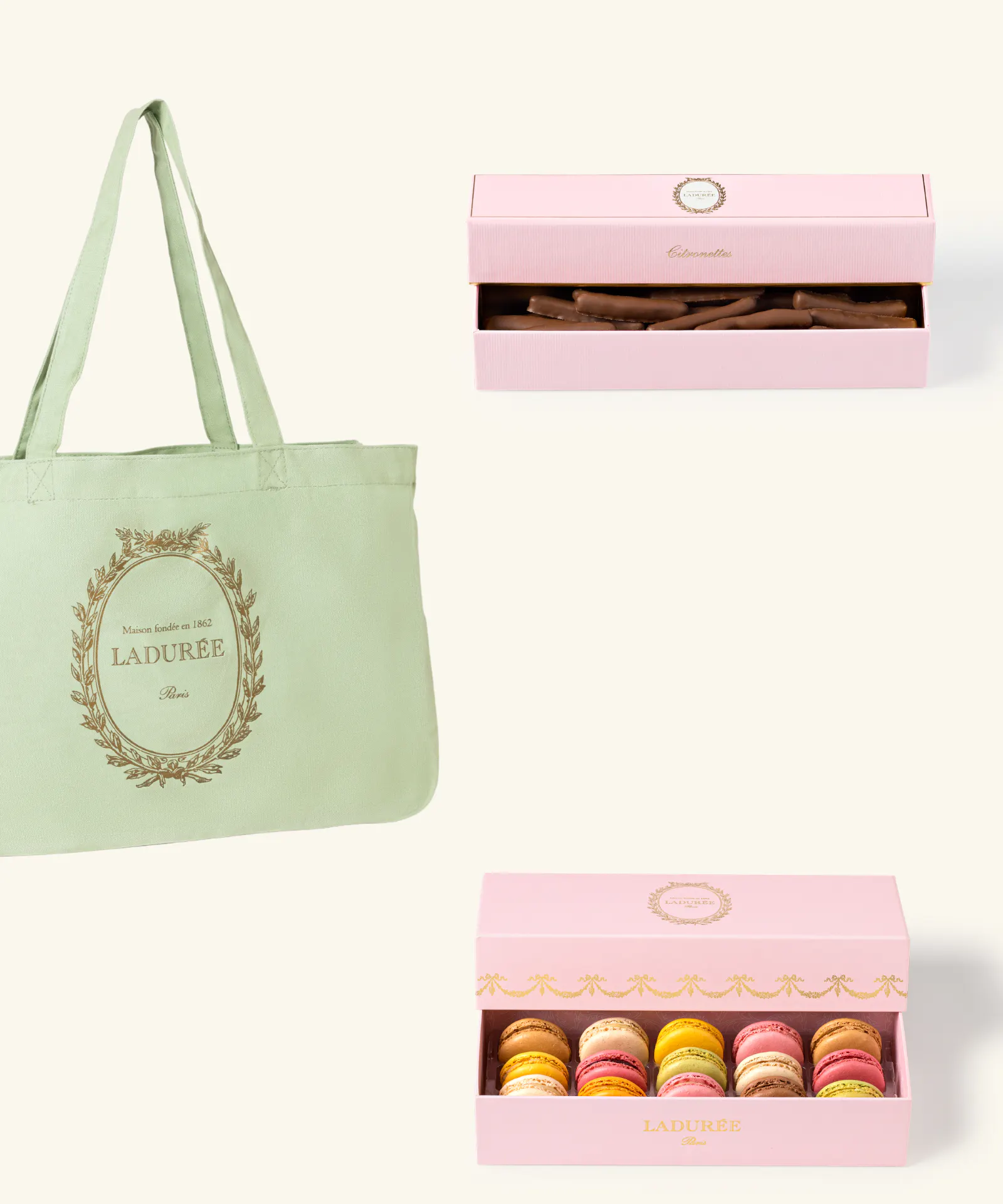 Macarons + Candied Lemon Chocolate Gift Box by Ladurée Paris