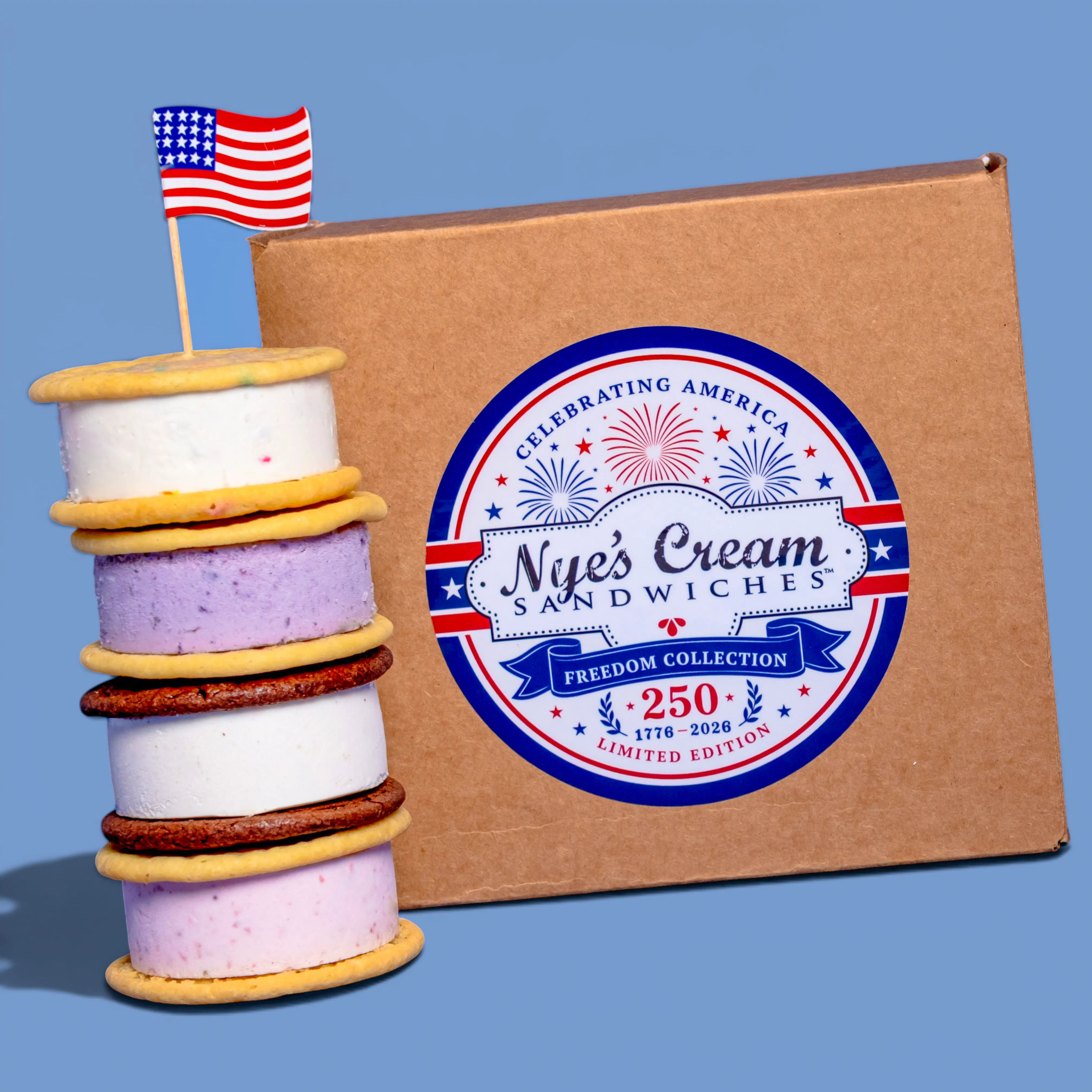 Freedom Ice Cream Sandwich Collection - 8 Pack by Nye's Cream Sandwiches - Alternate image 1