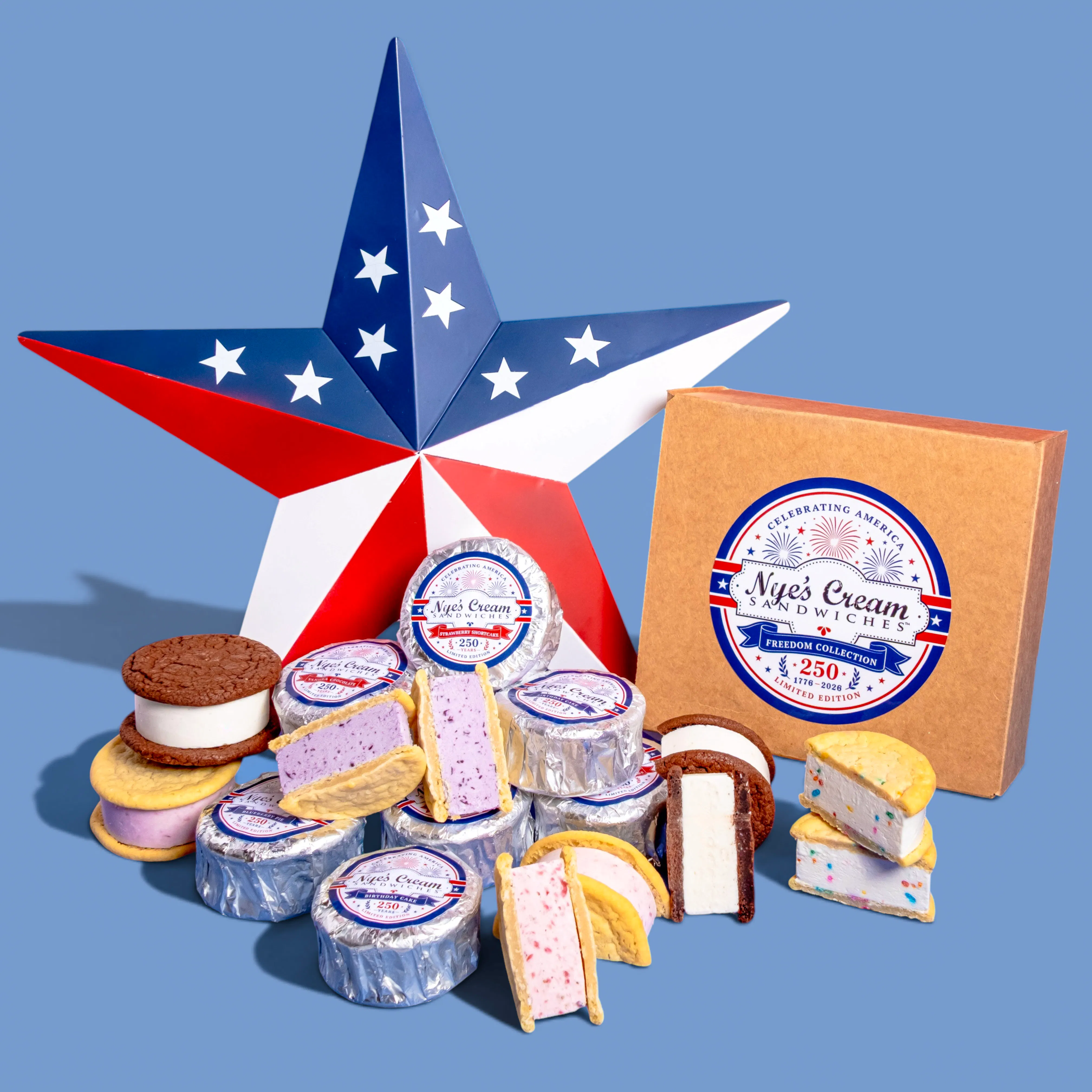 Freedom Ice Cream Sandwich Collection - 8 Pack by Nye's Cream Sandwiches