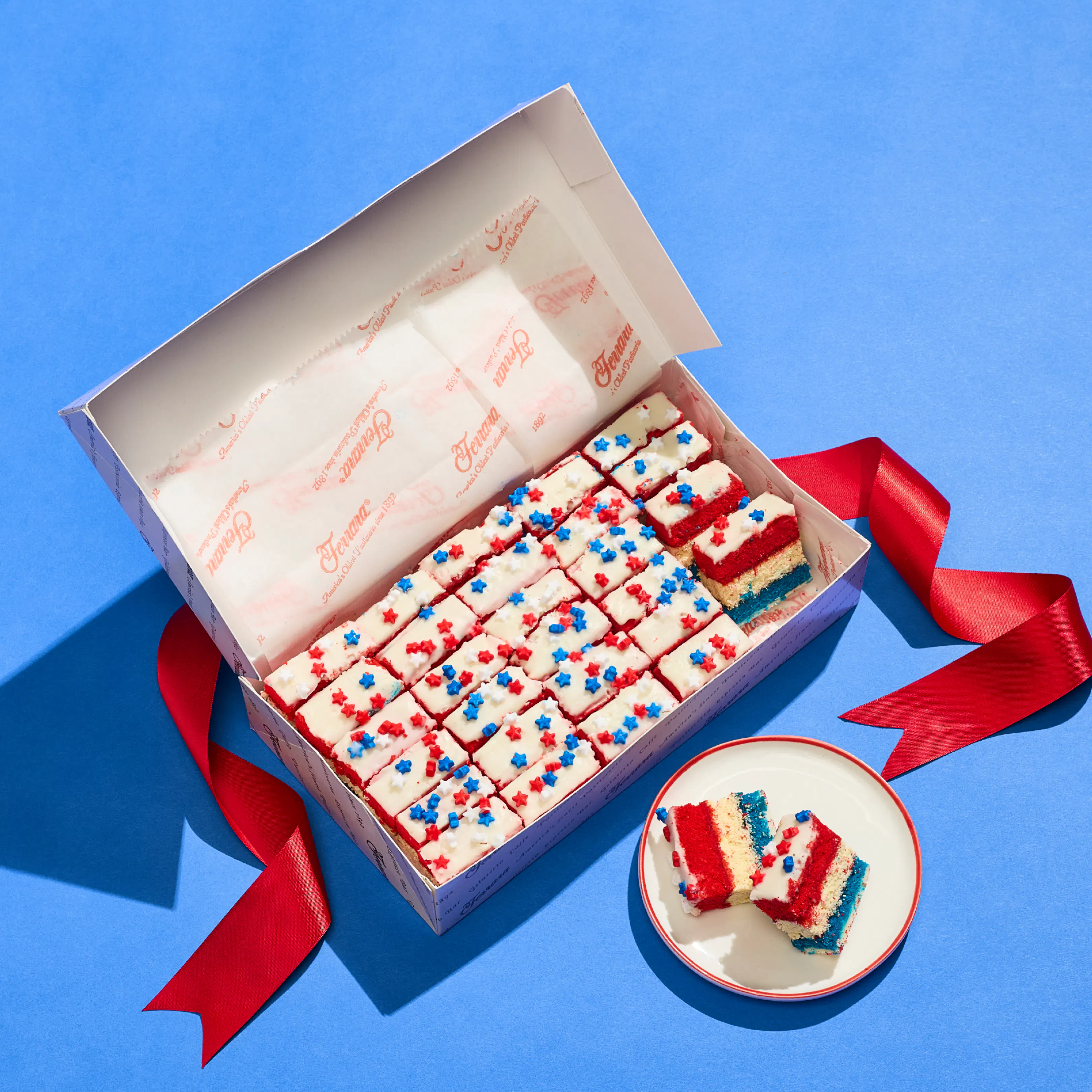 Red White & Blue Rainbow Cookies - 1.5 lbs by Ferrara Bakery - Alternate image 1