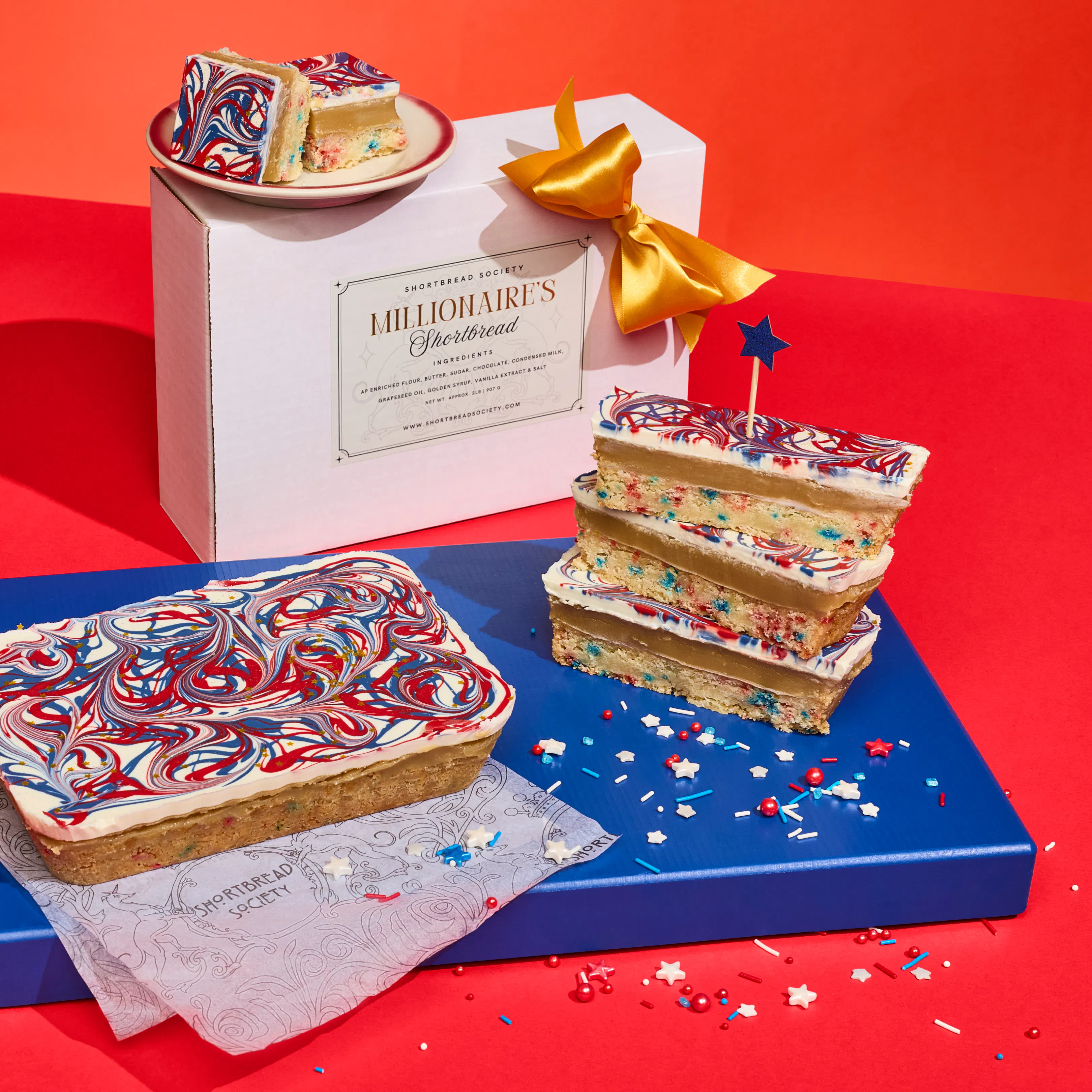 America's 250th Birthday Red, White, & Blue Millionaires Shortbread Tray by Shortbread Society - Alternate image 1