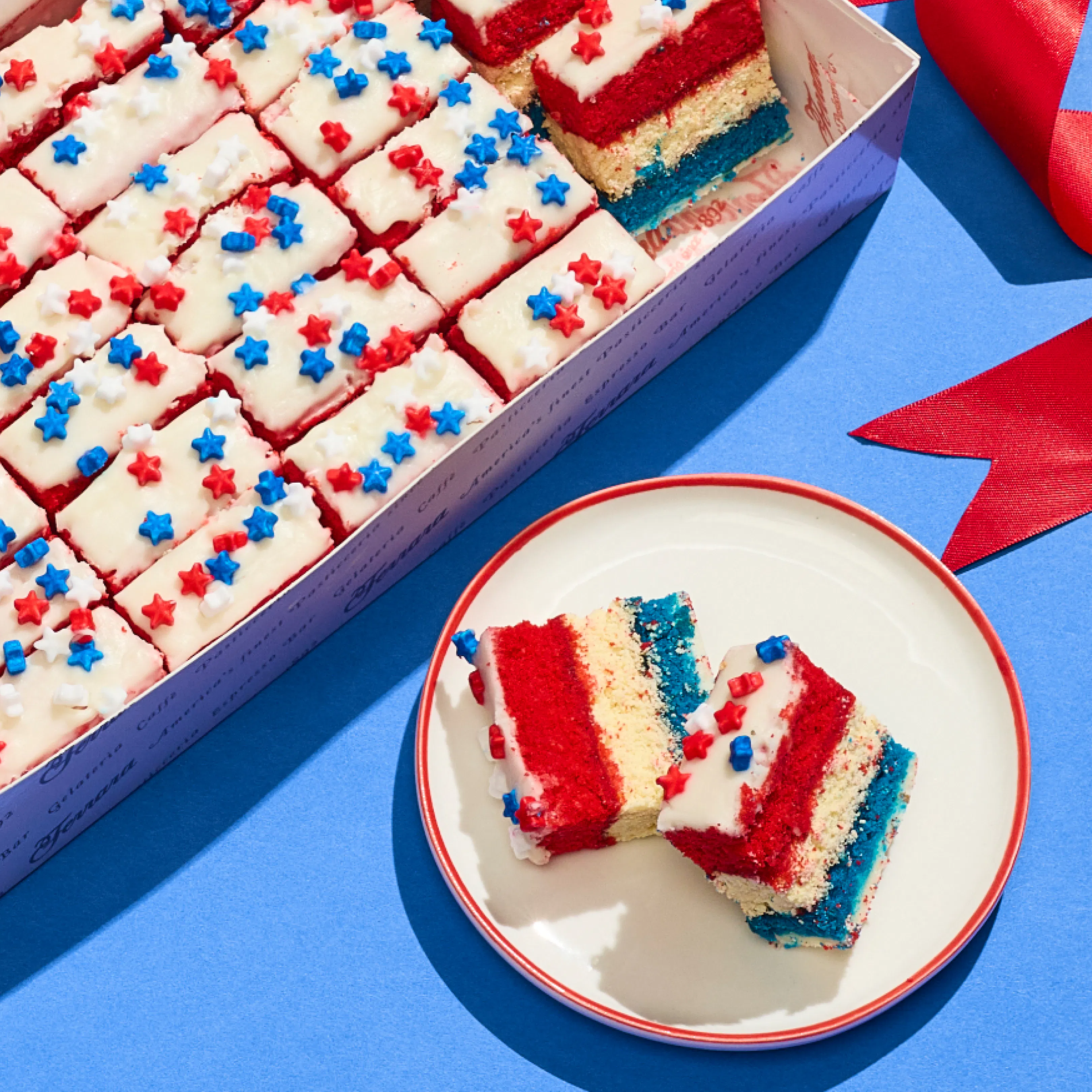 Red White & Blue Rainbow Cookies - 1.5 lbs by Ferrara Bakery
