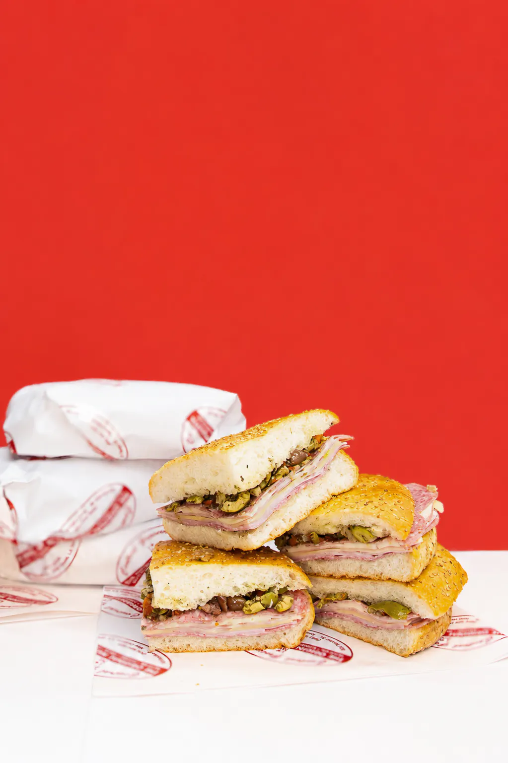 Original Muffuletta Sandwich - 4 pack (Serves 14-16) by Central Grocery Muffulettas