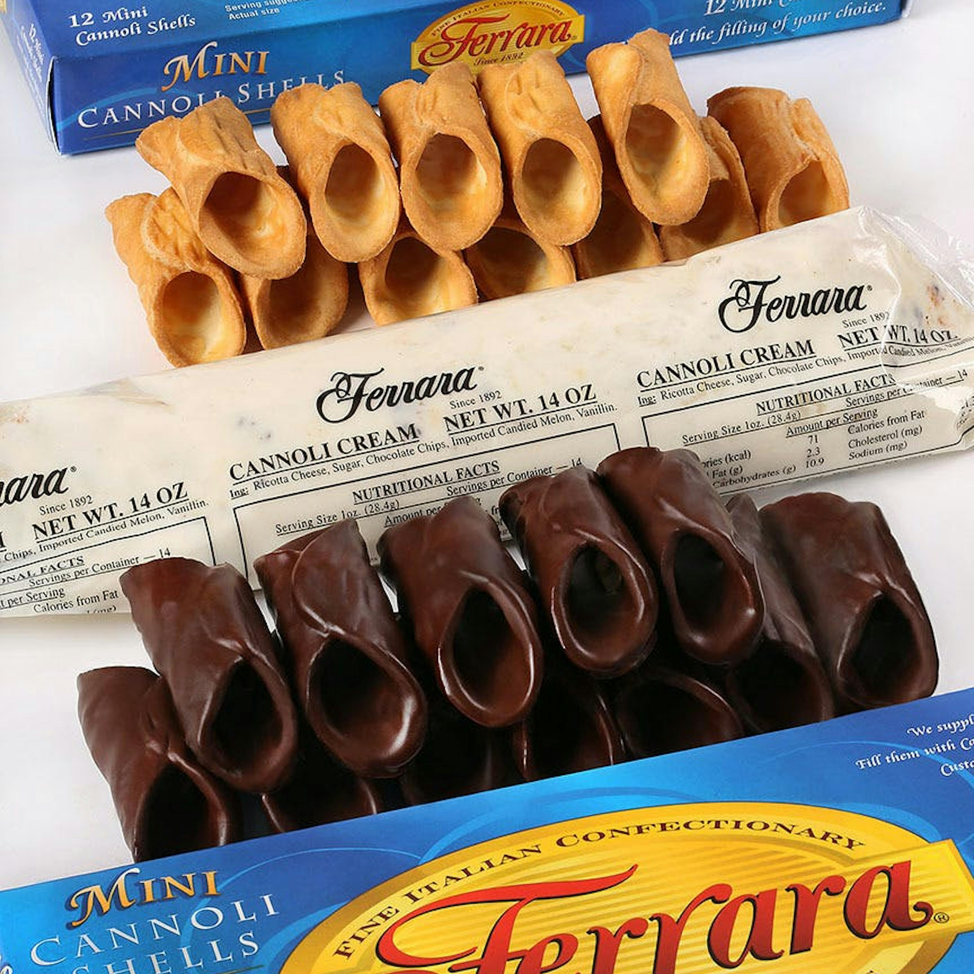 Holy Cannoli Combo 12 Mini Original + 12 Mini Chocolate Covered by Ferrara Bakery