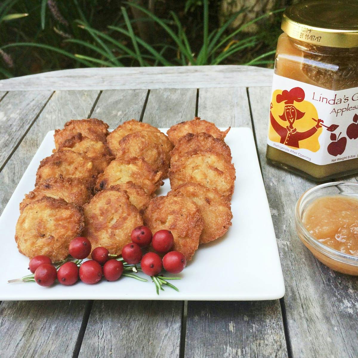 Latkes With Love Bite Sized Latkes + Applesauce by Linda's Gourmet Latkes