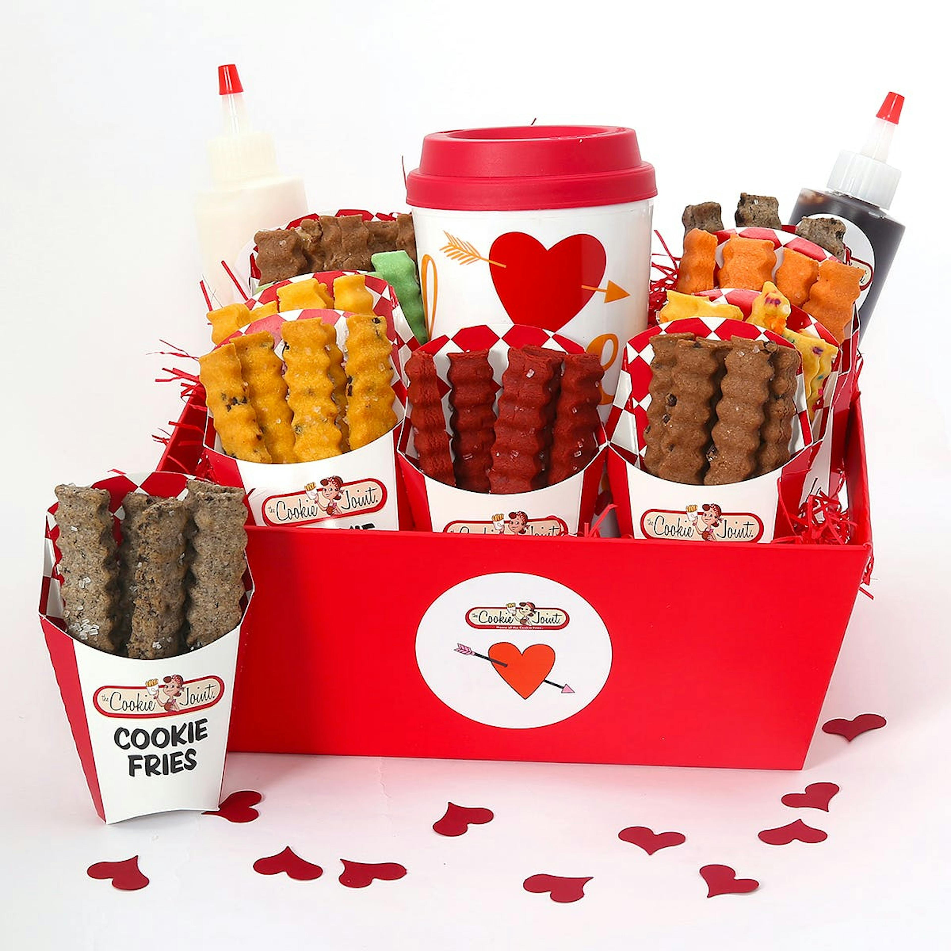 Cookie Fries Valentine’s Day Gift Basket - 8 Mini Cartons by The Cookie Joint