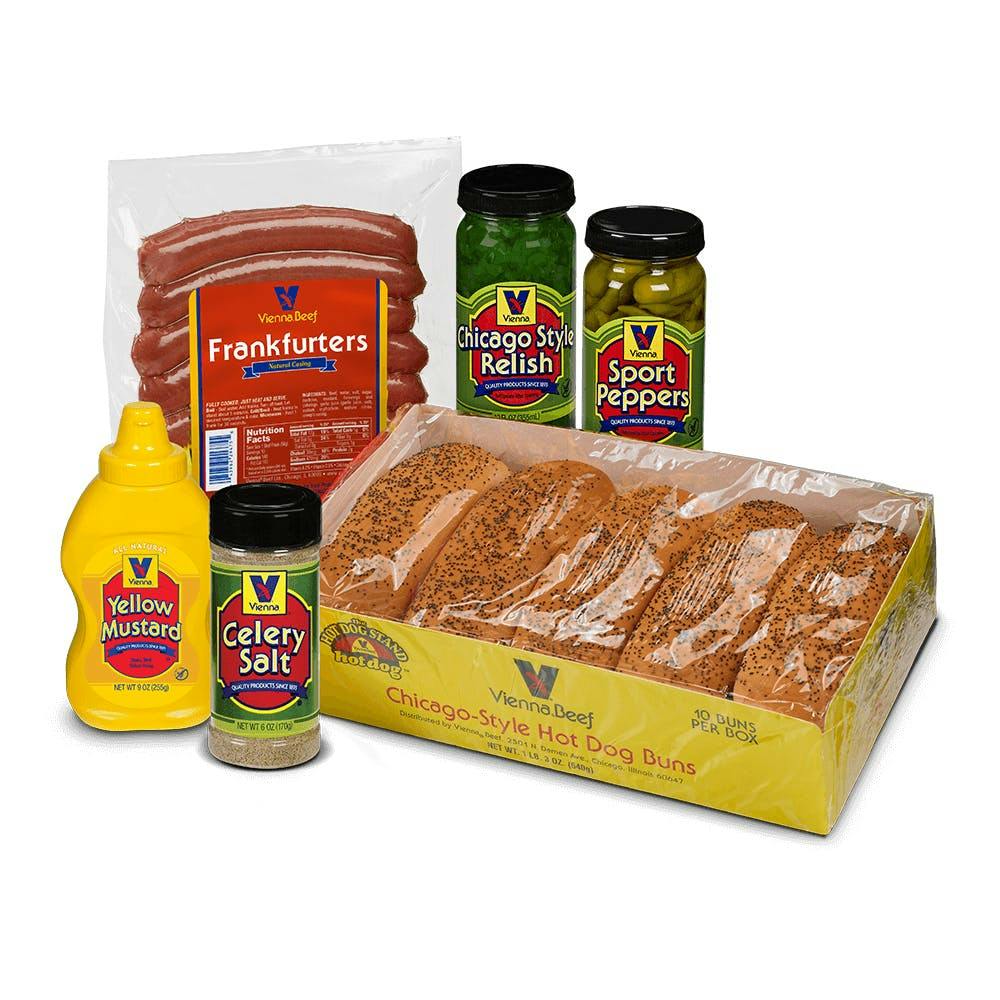 Natural Casing Chicago Style Hot Dog Kit 10 Pack by Vienna Beef Hot Dogs Goldbelly
