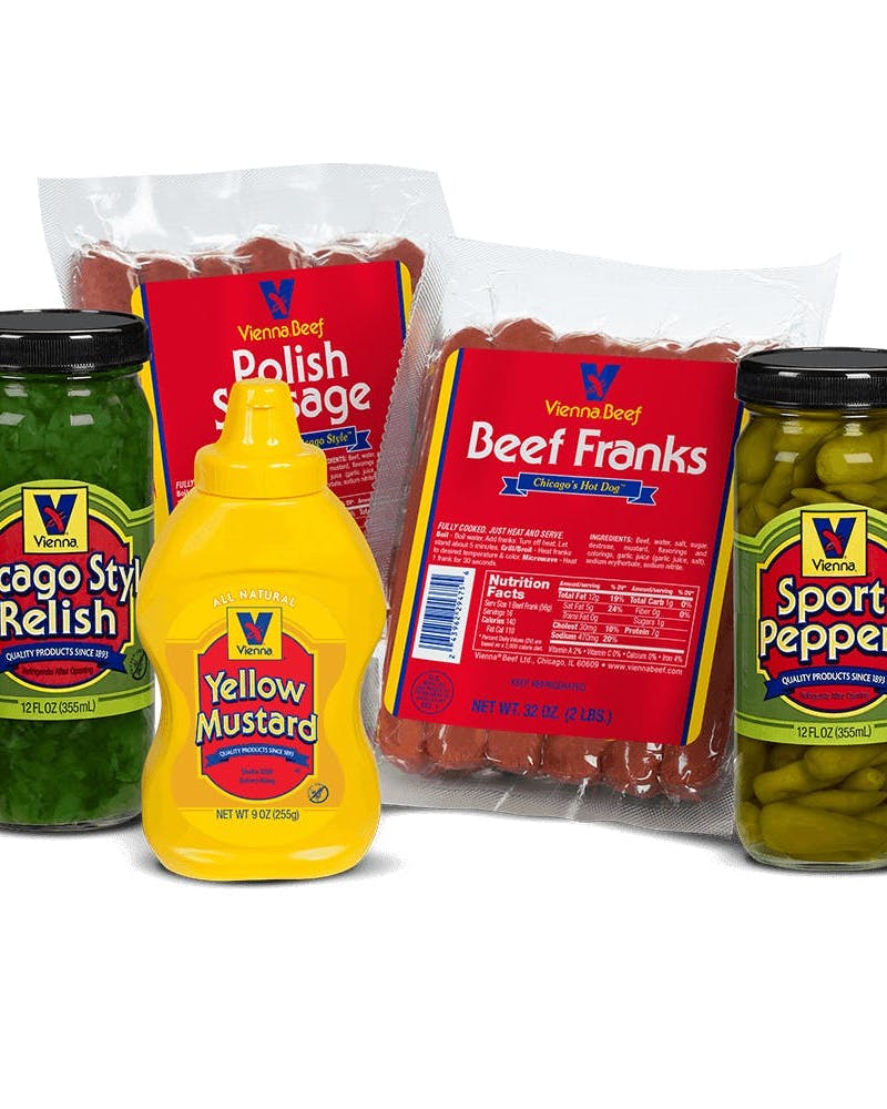 Natural Casing Chicago Style Hot Dog Kit 10 PACK Vienna Beef
