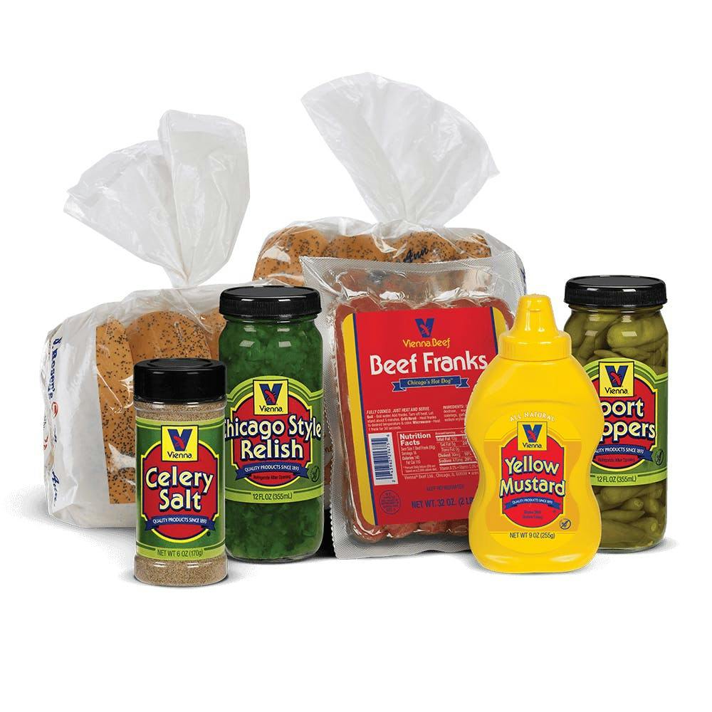 Chicago Style Hot Dog Kit 16 PACK Vienna Bef