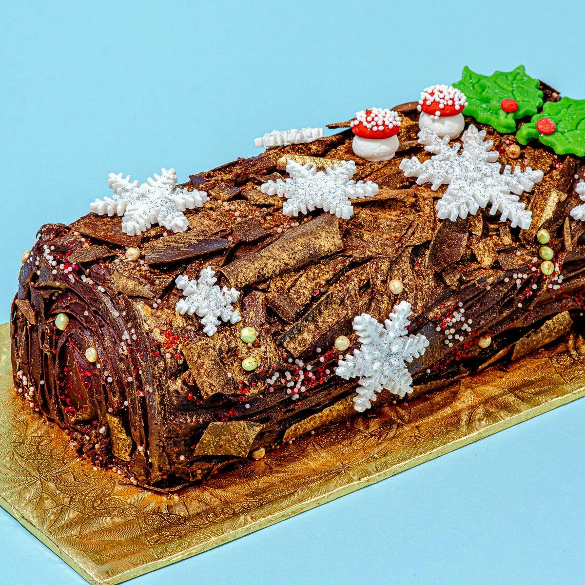 Yule Log Cake (Bûche de Noël) - Christmas Dessert 