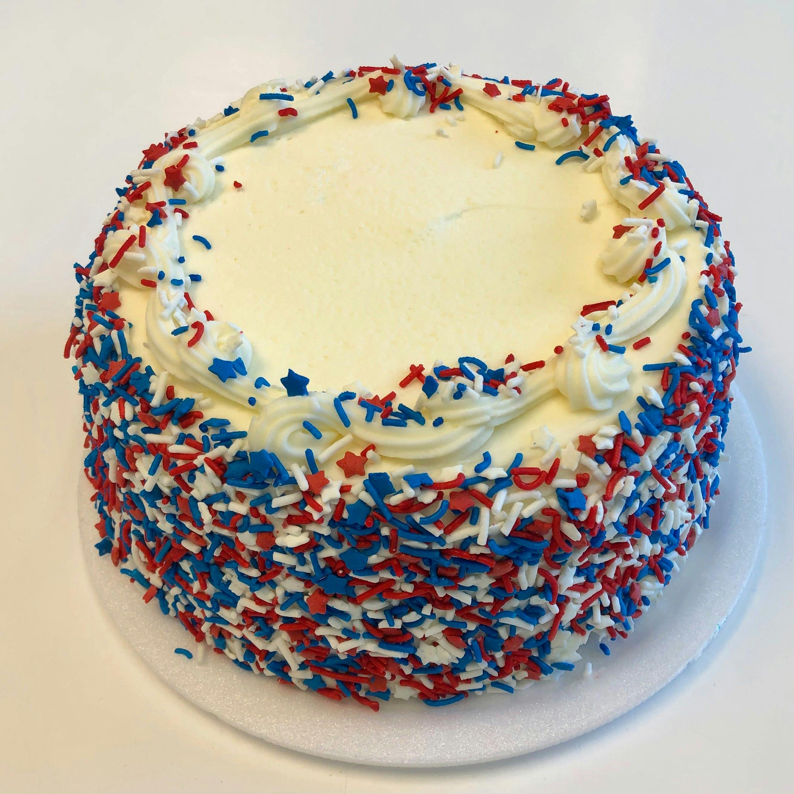 "U.S. Hurray!" Red, White & Blue Velvet Cake by Carousel Cakes