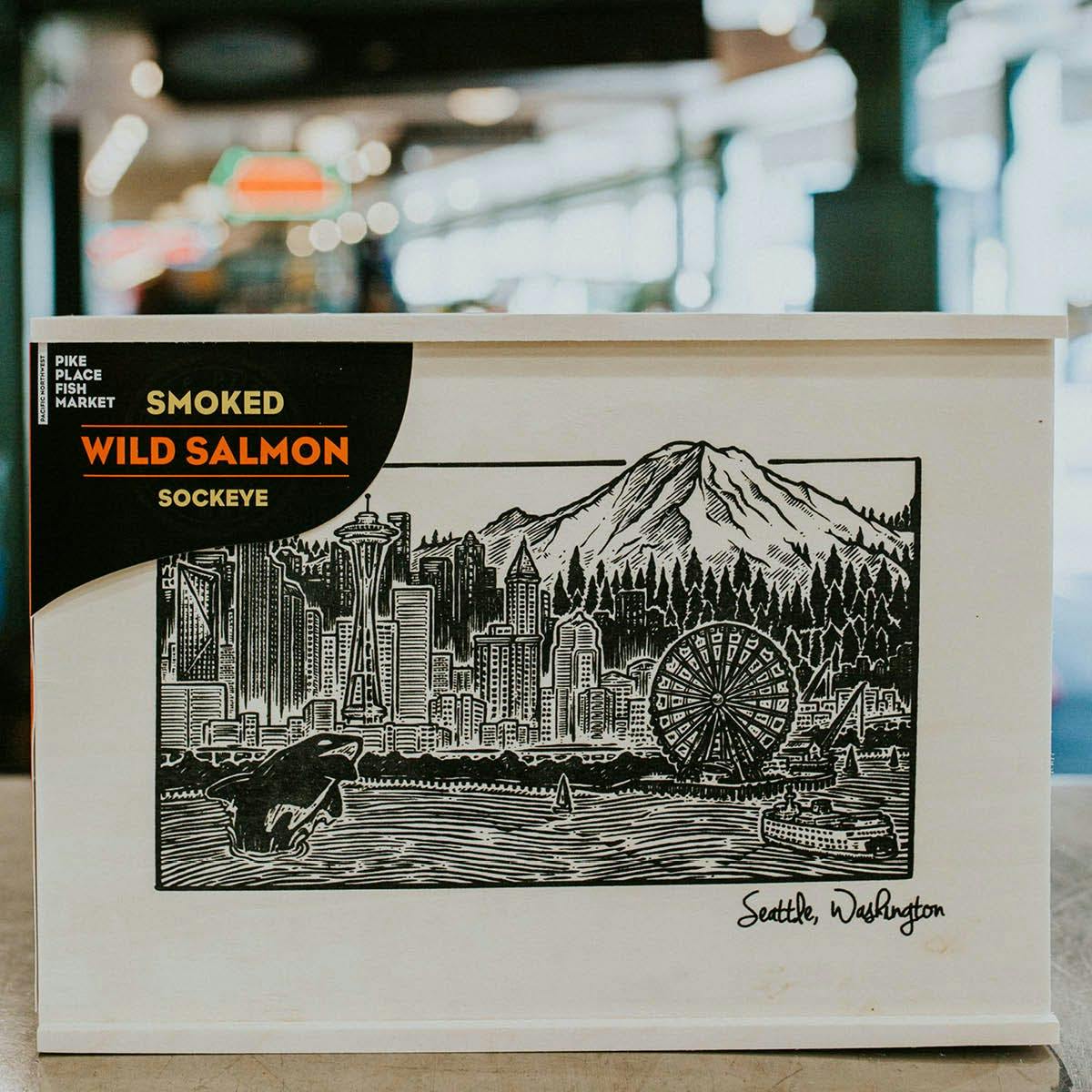 Smoked Sockeye Salmon - Wood Box, Alderwood, Wild, 6 oz by Pike Place Fish Market - Alternate image 1