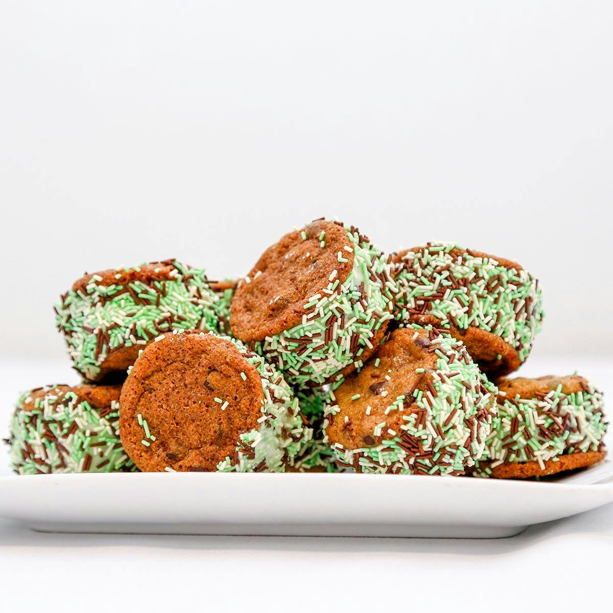 Mint Chocolate Chip Mini Ice Cream Sandwiches - 16 Pack by Cream + Sugar - Alternate image 1