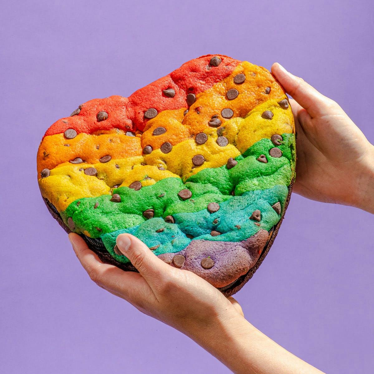 PRIDE Giant Rainbow Heart Shaped Brookie Cake by Baked in Color - Alternate image 3
