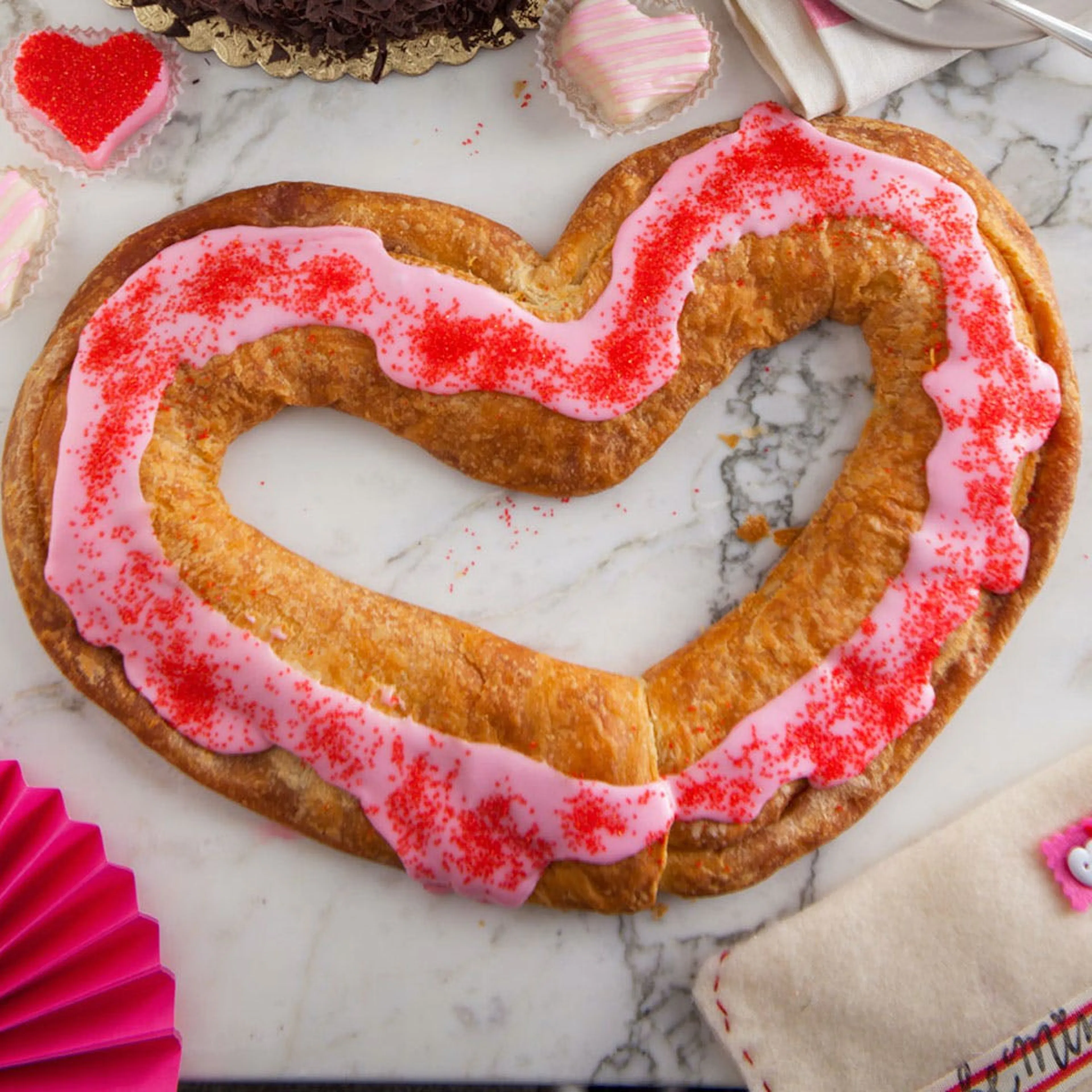 Heart-Shaped Pecan + Cherry Kringles - 2 Pack by O&H Danish Bakery
